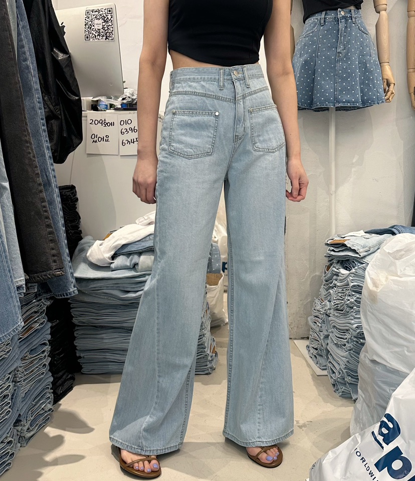 HAWK韓國直郵東大門實拍女裝新品人氣熱賣職業時尚休閑牛仔褲Le Ahicon牛仔褲