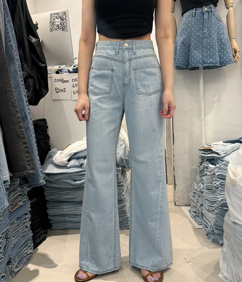 HAWK韓國直郵東大門實拍女裝新品人氣熱賣職業時尚休閑牛仔褲Le Ahicon牛仔褲