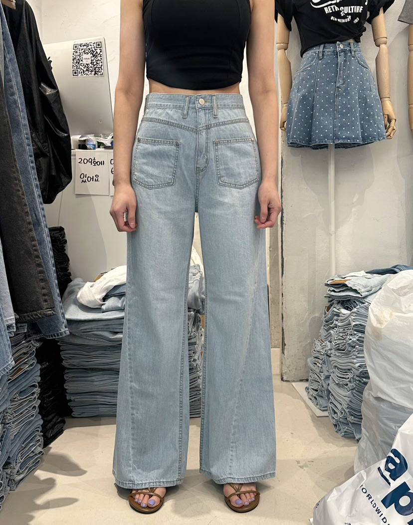 HAWK韓國直郵東大門實拍女裝新品人氣熱賣職業時尚休閑牛仔褲Le Ahicon牛仔褲