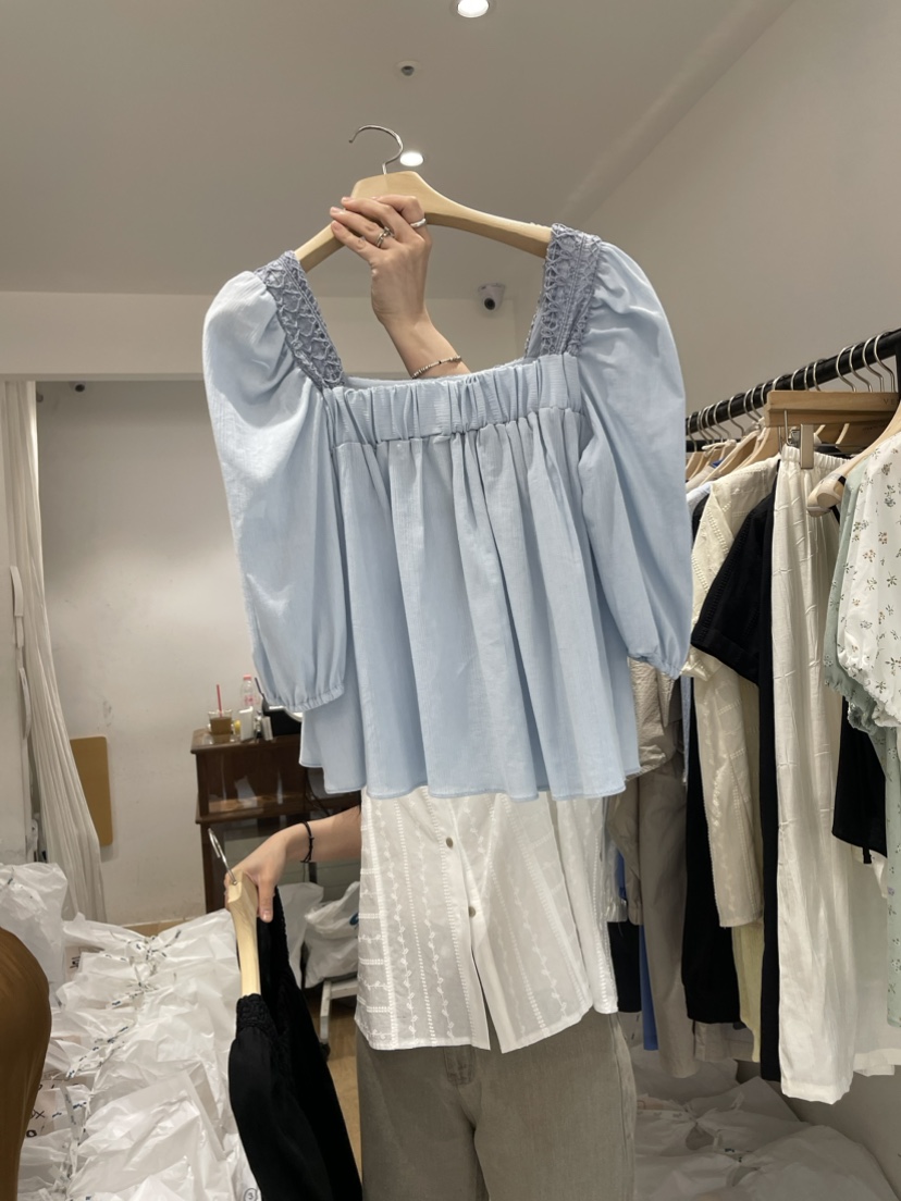 VENIR韓國直郵東大門實拍女裝新品職業24春夏時尚襯衫蕾絲衫VENIR-a襯衫/蕾絲衫