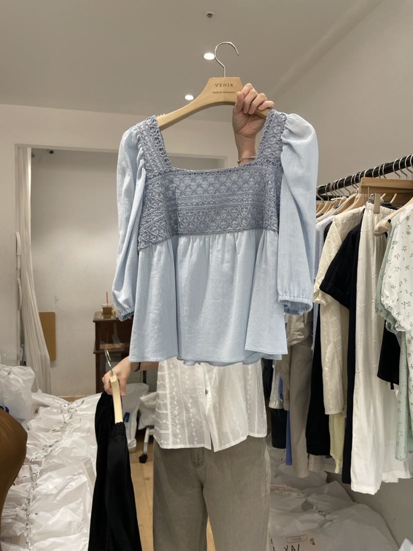VENIR韓國直郵東大門實拍女裝新品職業24春夏時尚襯衫蕾絲衫VENIR-a襯衫/蕾絲衫圖色1