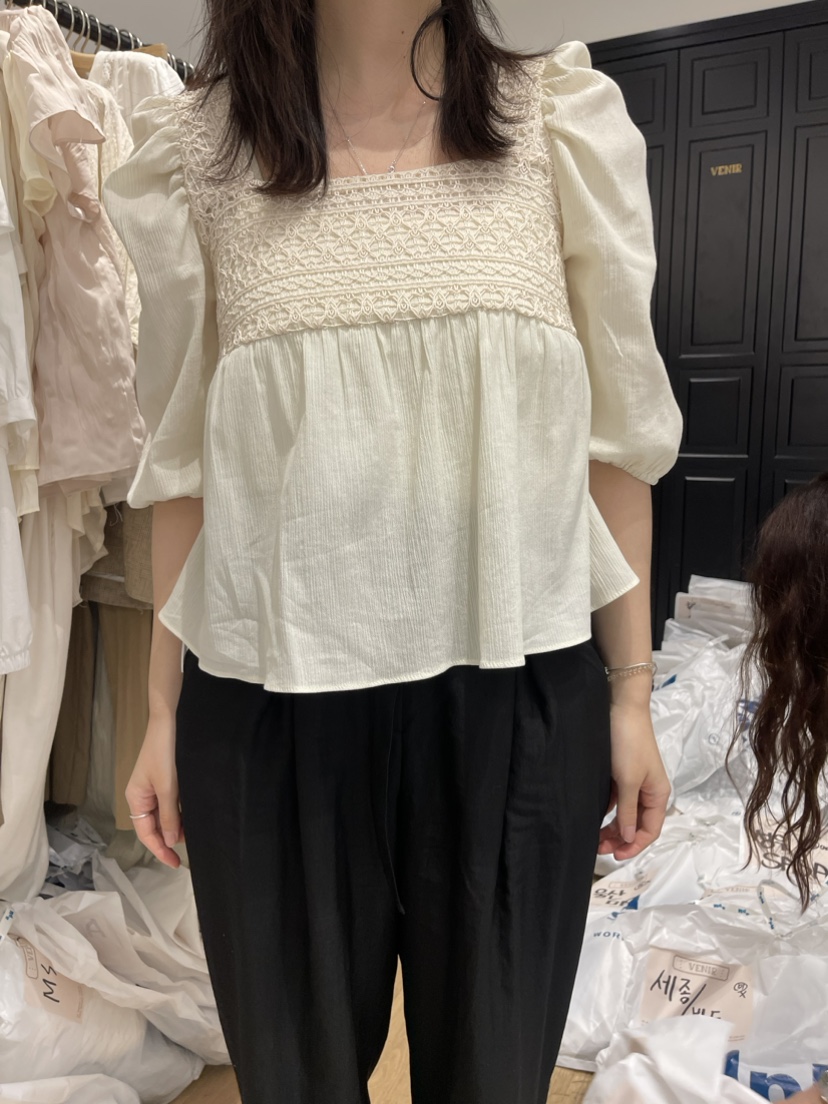 VENIR韓國直郵東大門實拍女裝新品職業24春夏時尚襯衫蕾絲衫VENIR-a襯衫/蕾絲衫圖色2