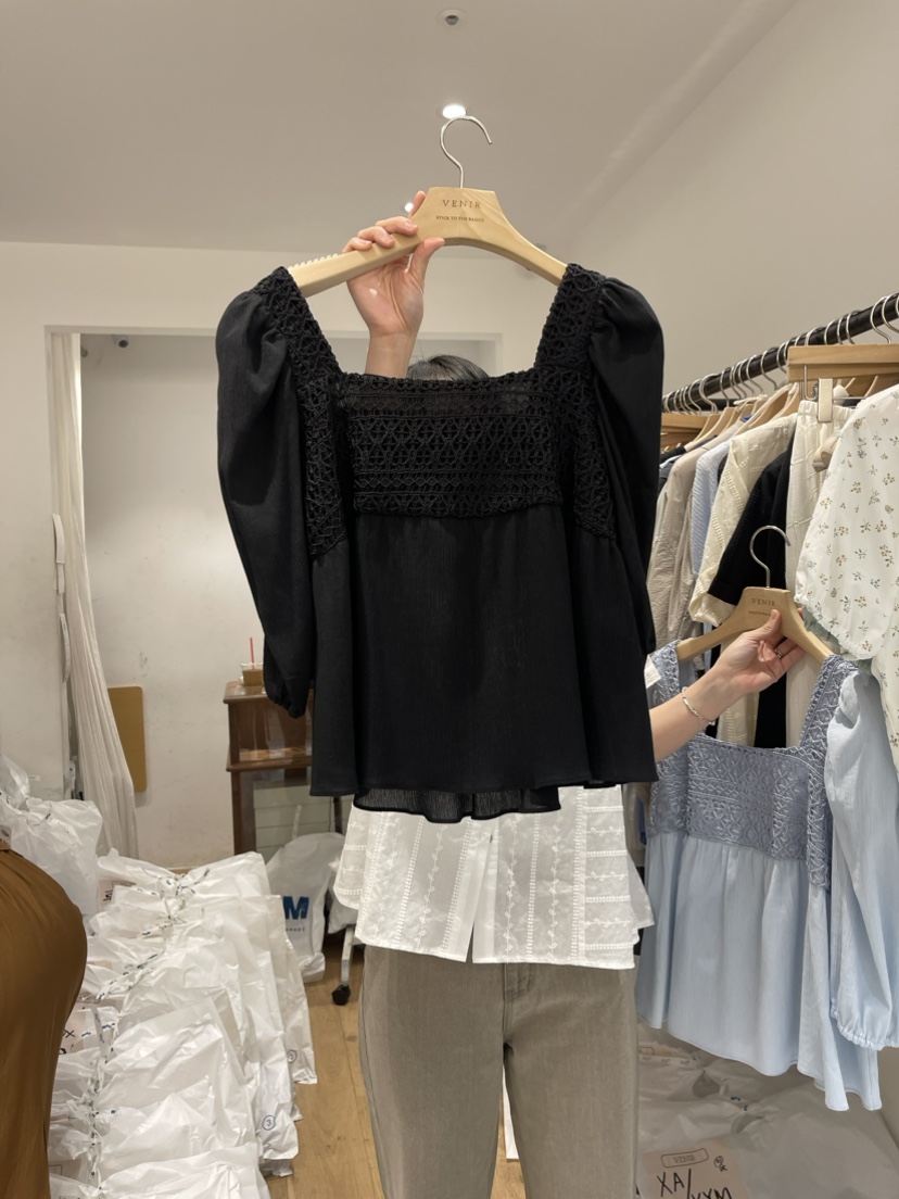 VENIR韓國直郵東大門實拍女裝新品職業24春夏時尚襯衫蕾絲衫VENIR-a襯衫/蕾絲衫圖色3