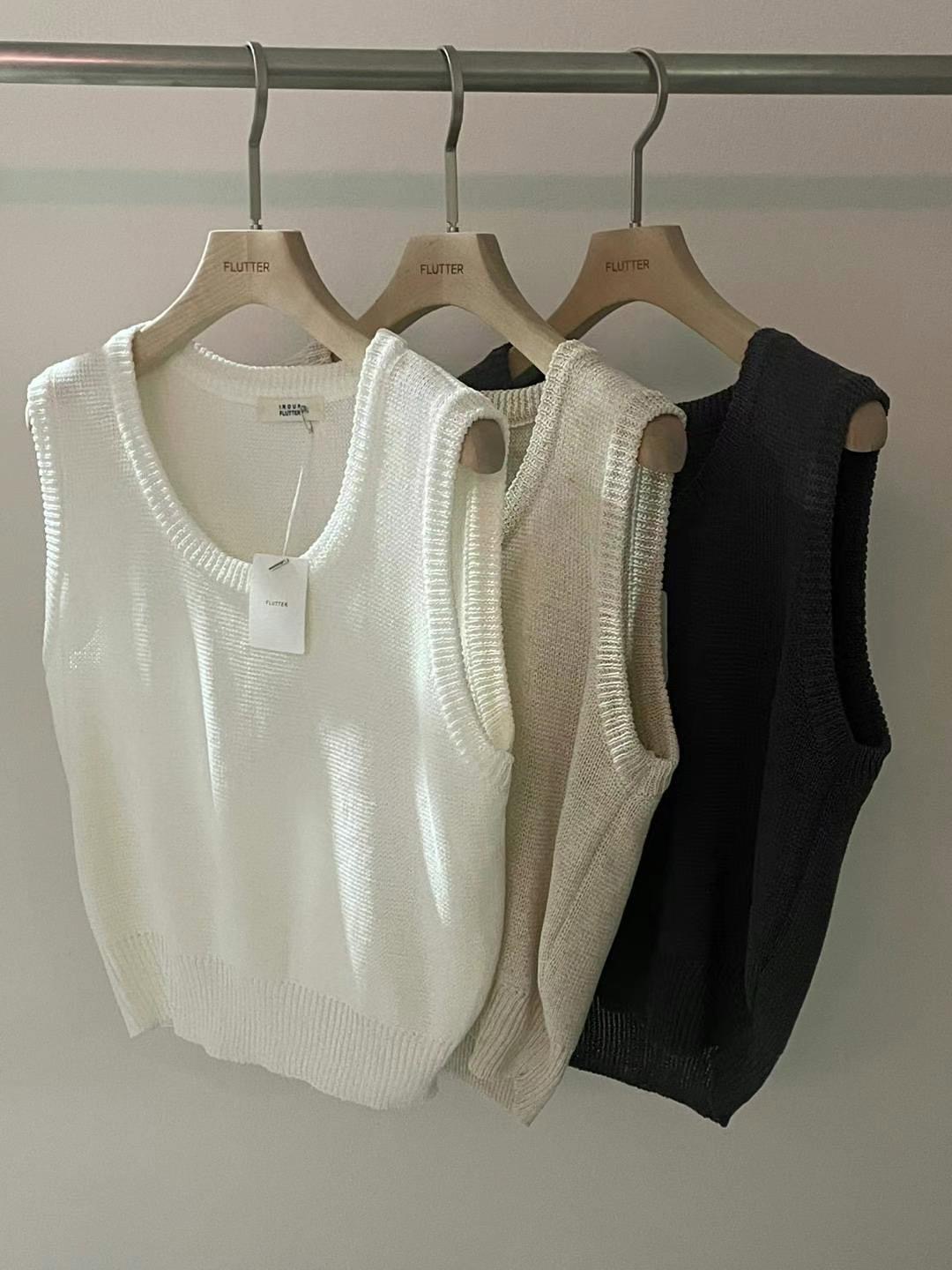 FLUTTER韓國直郵東大門代購女裝新品休閑24春夏推薦時尚馬甲FLUTTER/INOUF馬甲圖色2左二色