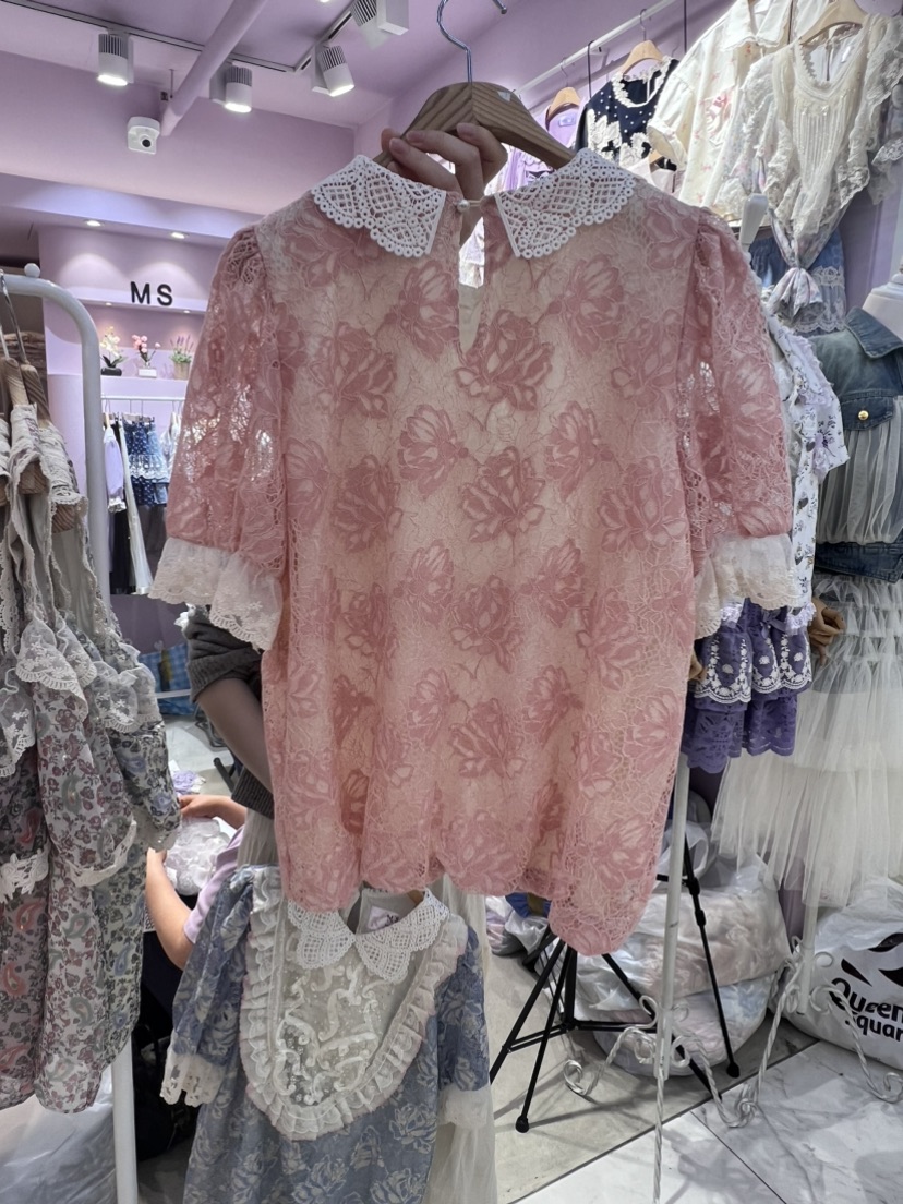MS韓國直郵東大門實拍女裝新品24春夏熱賣休閑襯衫蕾絲衫MS襯衫/蕾絲衫