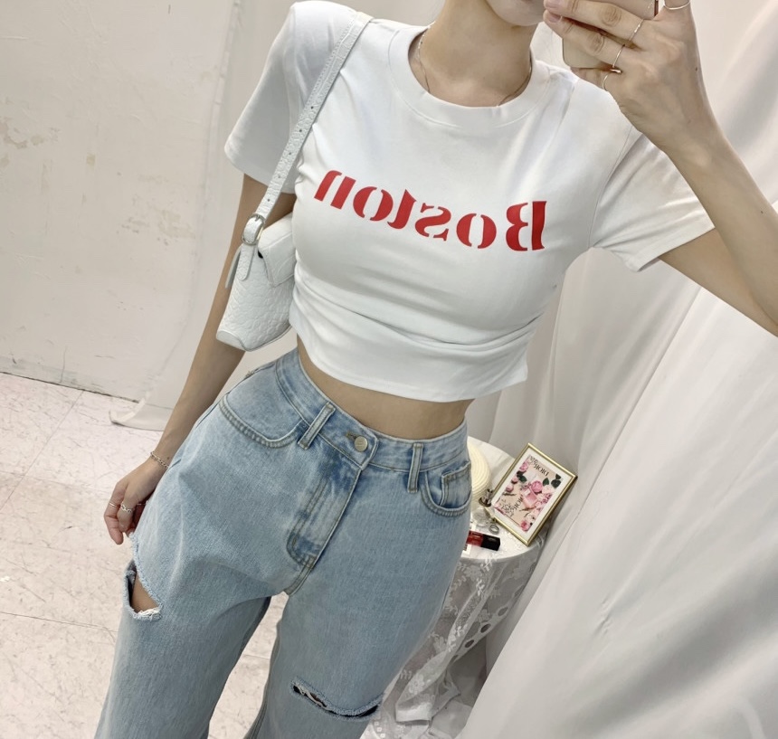A-CUT韓國直郵女裝新品真品人氣休閑24春夏時尚職業熱賣T恤A-CUTT恤圖色1