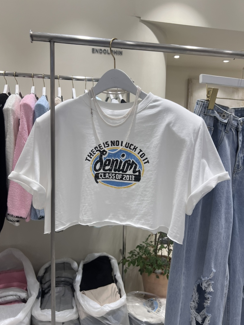 ENDOLPHIN直郵韓國代購女裝新款24春夏人氣推薦真品T恤復古ENDOLPHINT恤