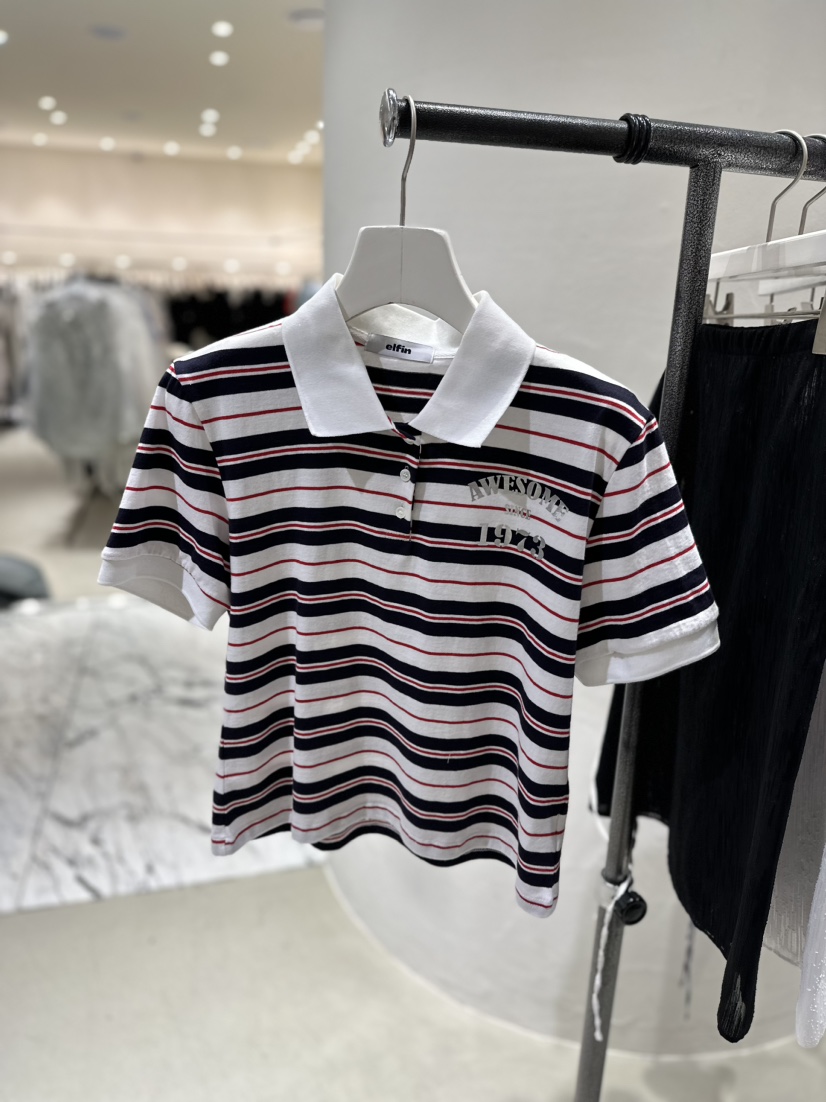 ELFIN韓國直郵東大門實拍女裝新品熱賣真品人氣24春夏T恤TOPDRESSINGT恤圖色2