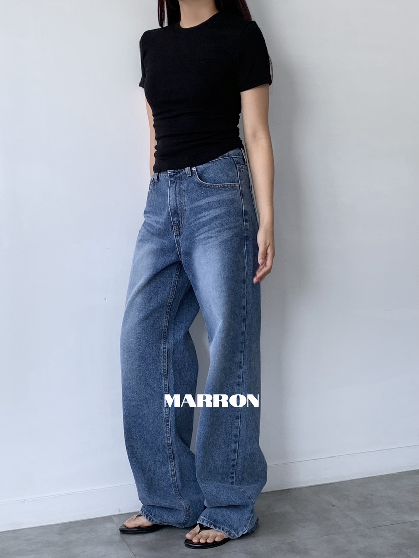 MARRON直郵韓國代購女裝新品熱賣真品時尚人氣24春夏牛仔褲PIN-UP牛仔褲