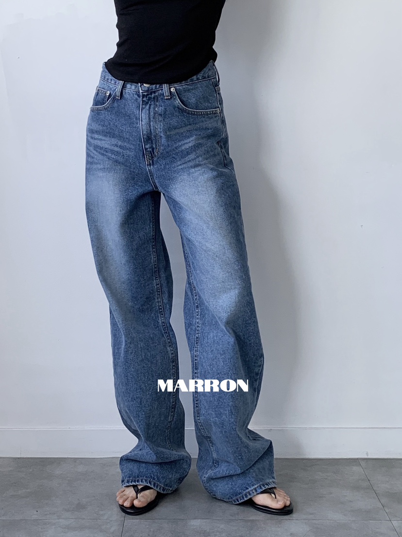 MARRON直郵韓國代購女裝新品熱賣真品時尚人氣24春夏牛仔褲PIN-UP牛仔褲