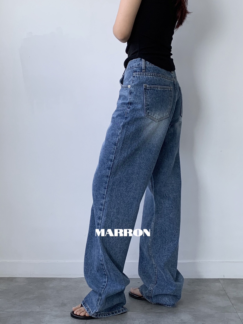 MARRON直郵韓國代購女裝新品熱賣真品時尚人氣24春夏牛仔褲PIN-UP牛仔褲