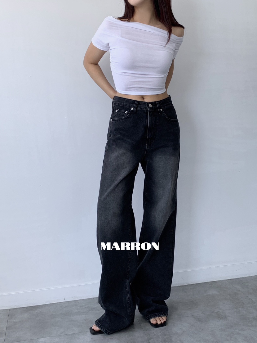 MARRON直郵韓國代購女裝新品熱賣真品時尚人氣24春夏牛仔褲PIN-UP牛仔褲