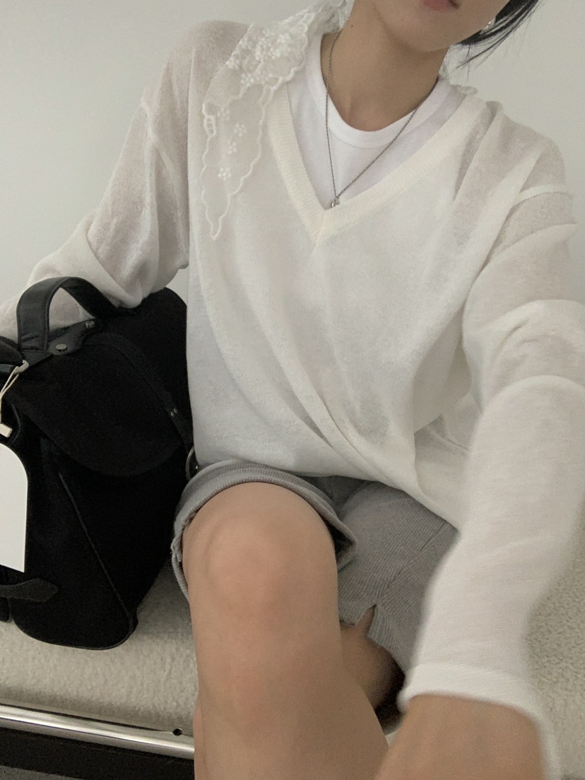 US韓國直郵東大門實拍女裝新品時尚熱賣24春夏針織衫亞麻US針織衫