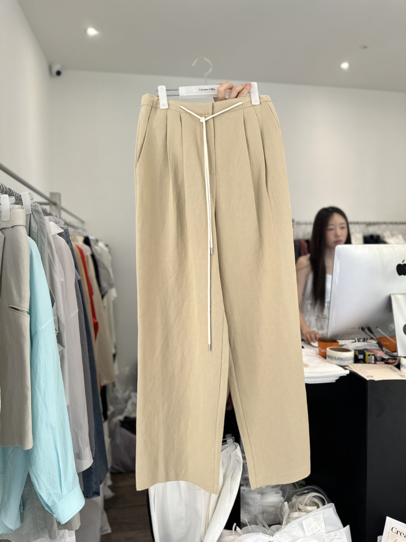 CREAM VILLA東大門代購女士新品人氣休閑褲亞麻CREAMVILLA休閑褲圖色2
