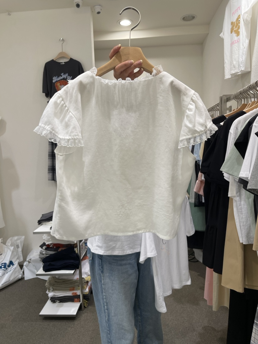 VILLABUTTON韓國代購女裝新品人氣24春夏休閑襯衫蕾絲衫蕾絲VILLABUTTON襯衫/蕾絲衫