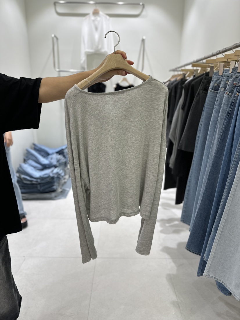 ws@rm/WA SHING ROOM韓國直郵女士新品24春夏長袖T恤短款亞麻ARTISANAL長袖T恤