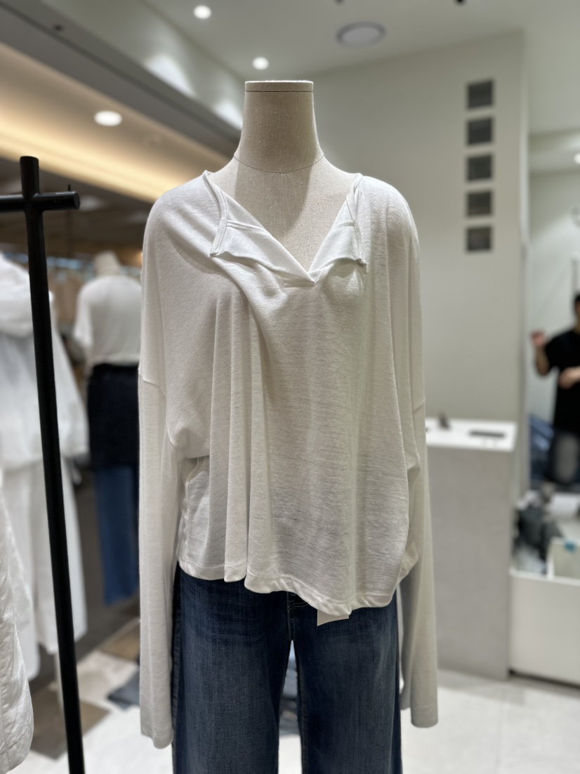 ws@rm/WA SHING ROOM韓國直郵女士新品24春夏長袖T恤短款亞麻ARTISANAL長袖T恤