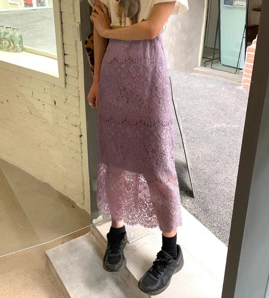 G.SHOP GIRL韓國直郵女裝新款推薦24春夏休閑職業長裙蕾絲G.SHOP GIRL長裙