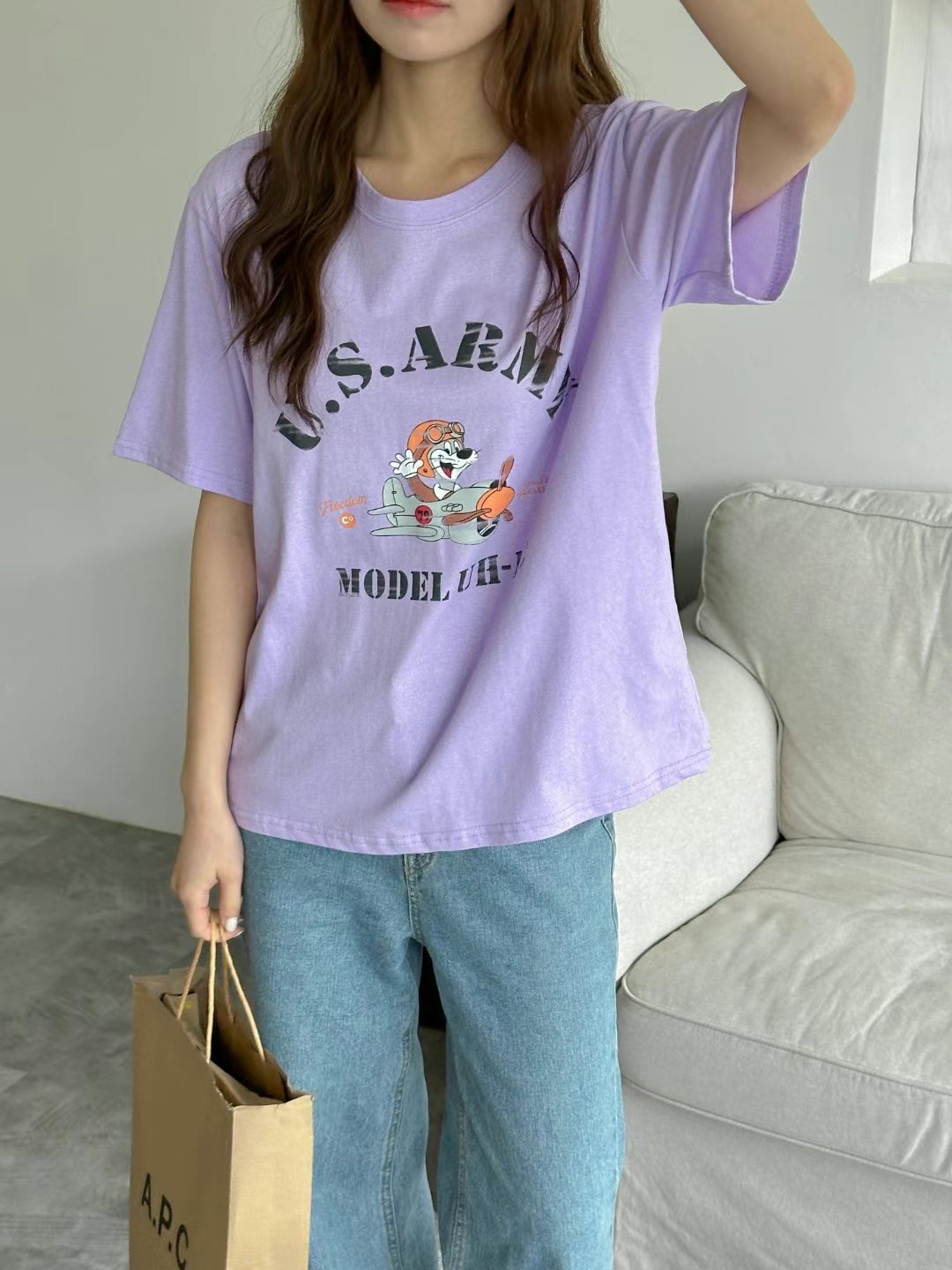 JAMES 제임스直郵韓國代購女裝新款職業24春夏休閑人氣T恤JAMEST恤