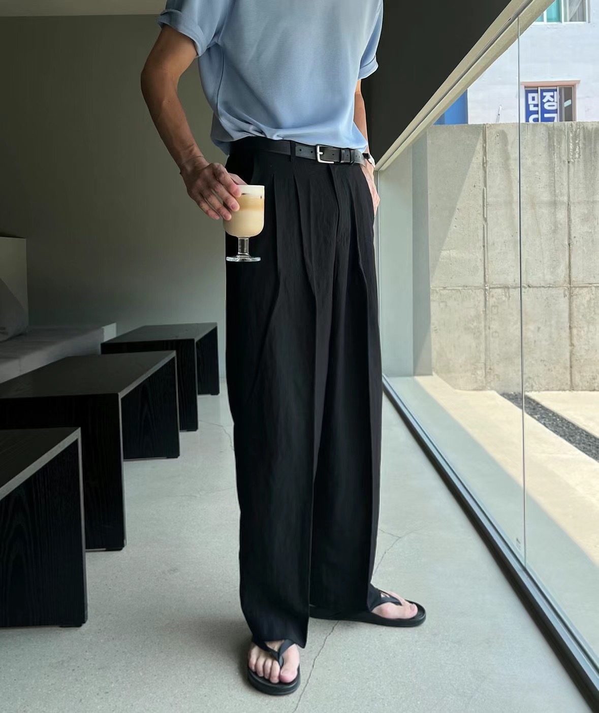 LEVARN韓國直郵東大門實拍女裝新款真品職業休閑24春夏休閑褲LEVARN-男裝休閑褲圖色2