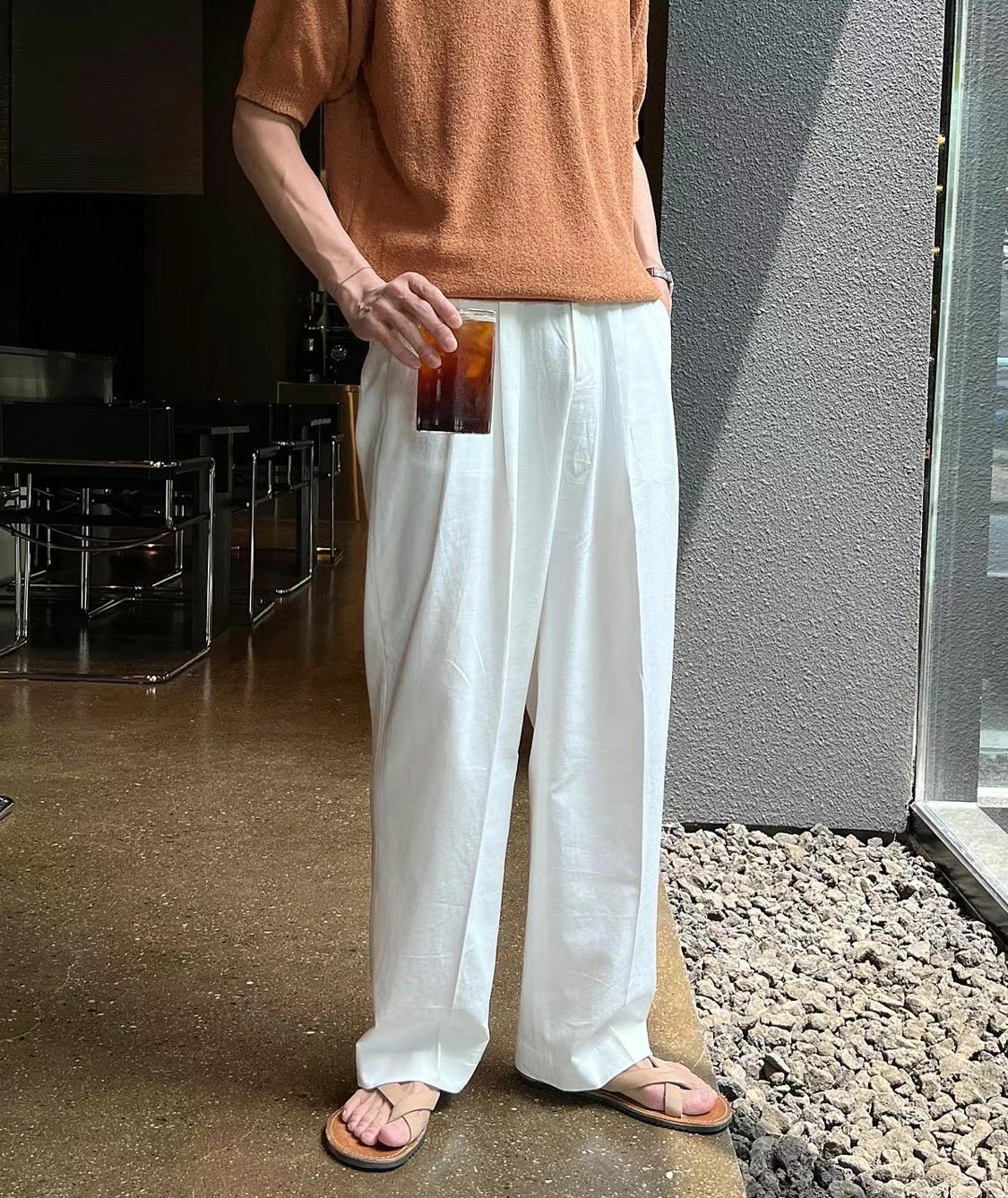 LEVARN韓國直郵東大門代購女裝新品職業真品休閑休閑褲亞麻LEVARN-男裝休閑褲圖色2