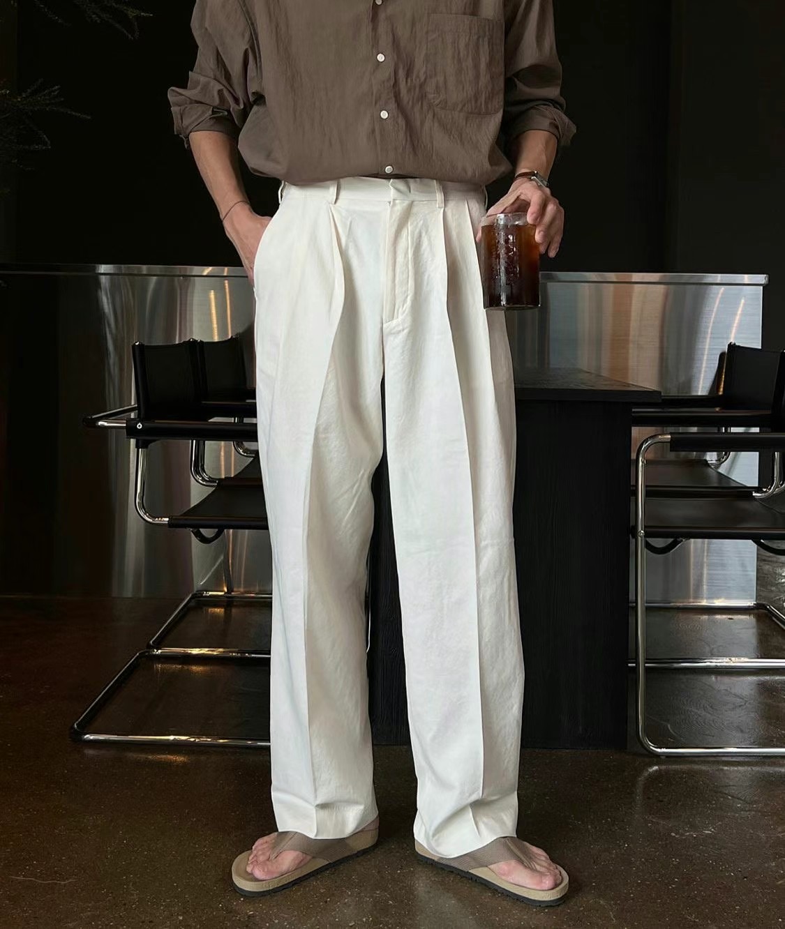 LEVARN韓國直郵東大門代購女裝新品職業真品休閑休閑褲亞麻LEVARN-男裝休閑褲圖色3