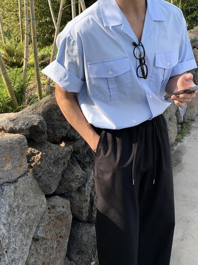 PAIR-男裝韓國直郵東大門實拍女裝新款職業襯衫蕾絲衫口袋PAIR-男裝襯衫/蕾絲衫