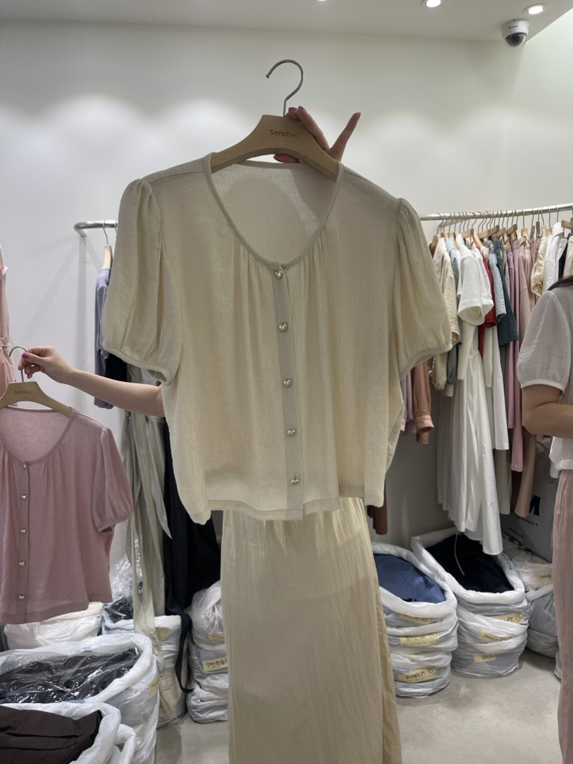 Sendtwo直郵韓國代購女裝新品時尚真品24春夏推薦襯衫蕾絲衫SENDTWO襯衫/蕾絲衫圖色2
