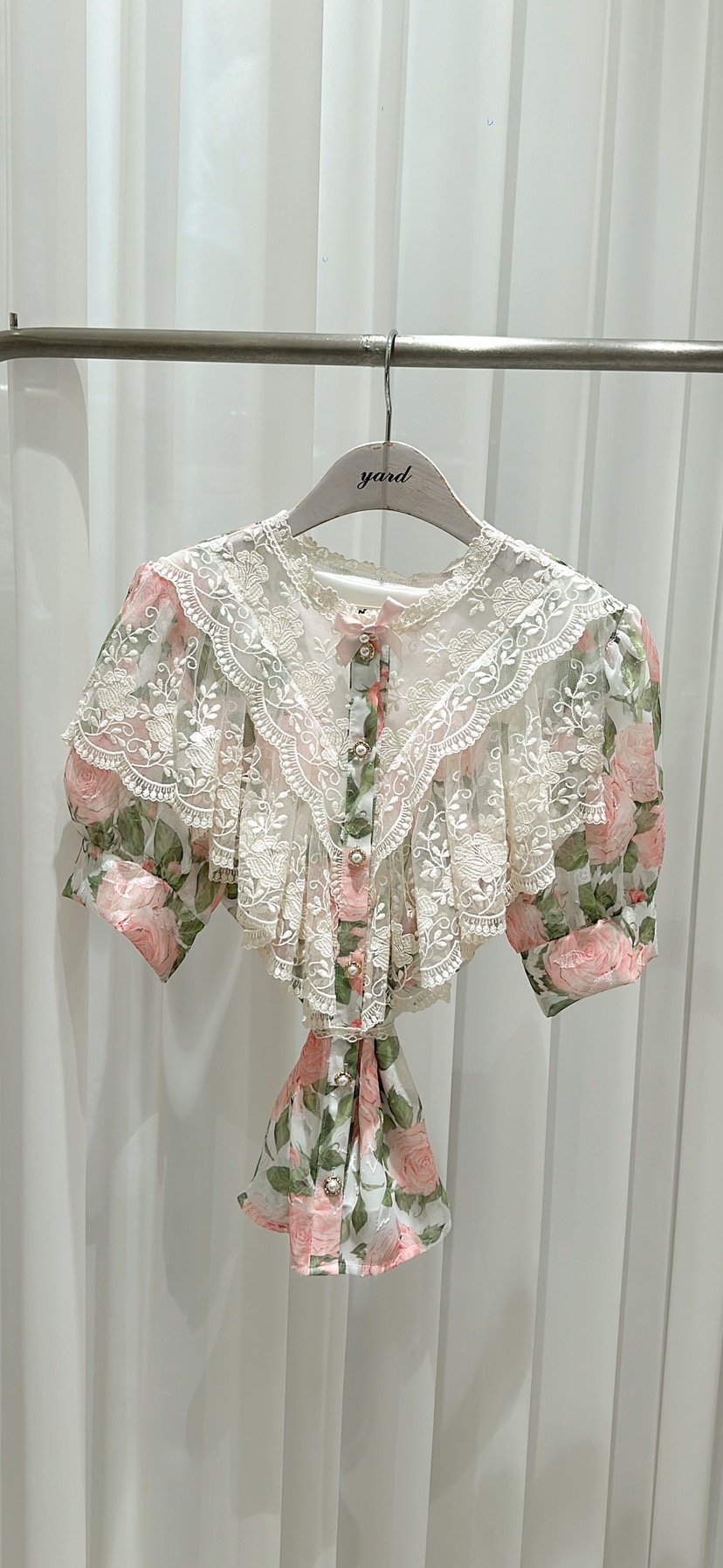 YARD直郵韓國代購女裝新品職業人氣真品24春夏襯衫蕾絲衫刺繡YARD襯衫/蕾絲衫