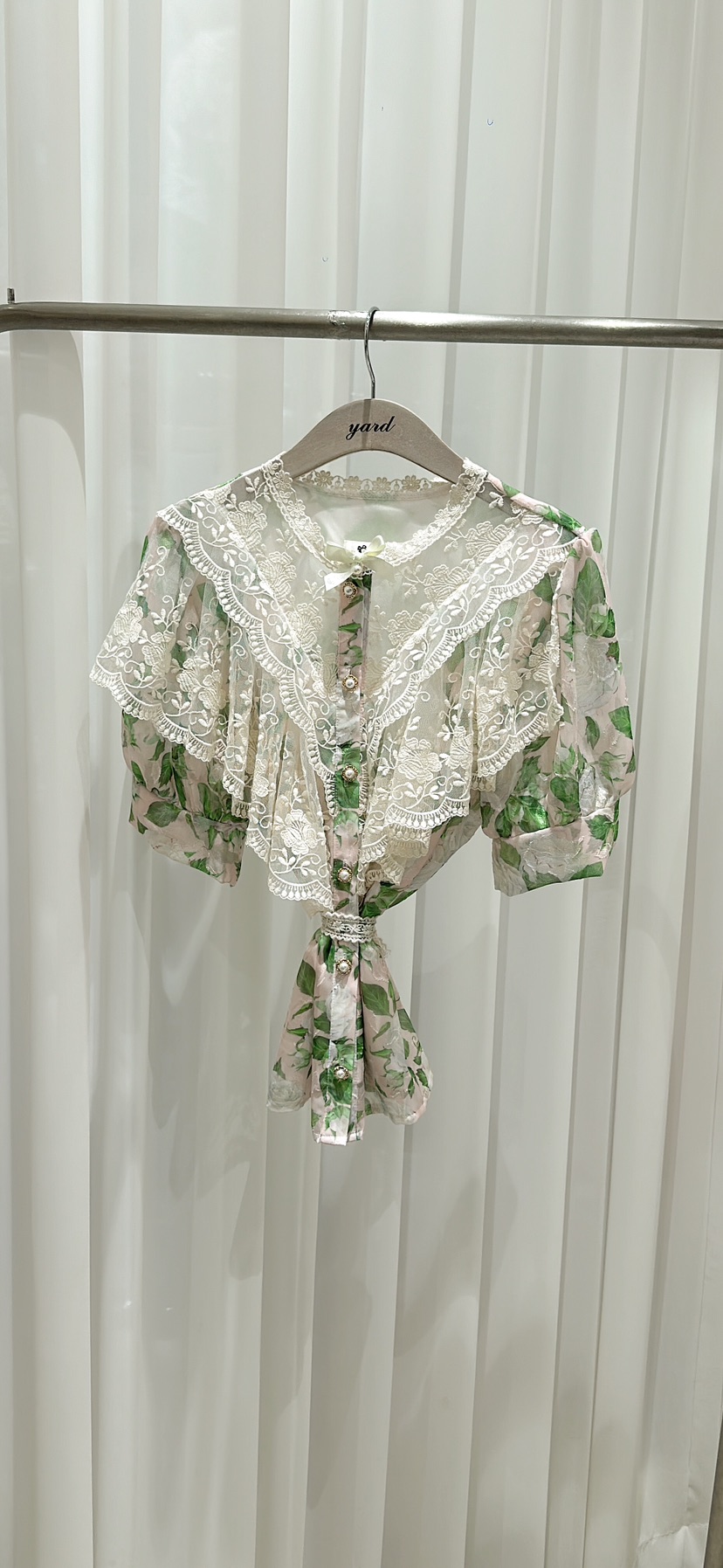 YARD直郵韓國代購女裝新品職業人氣真品24春夏襯衫蕾絲衫刺繡YARD襯衫/蕾絲衫圖色2