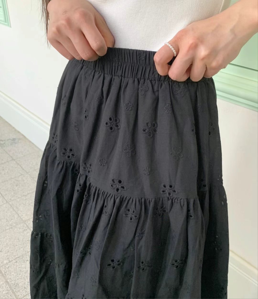 SOOMANCHAE-수만채-T韓國直郵東大門代購女裝新品休閑長裙蕾絲SOOMANCHAE長裙