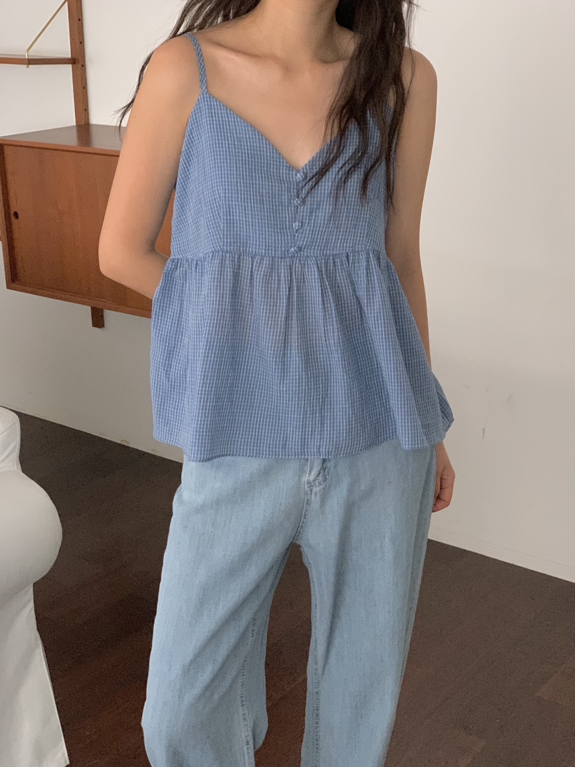J.ELLIS韓國直郵女裝新品24春夏時尚人氣真品吊帶背心格紋J.ELLIS吊帶/背心