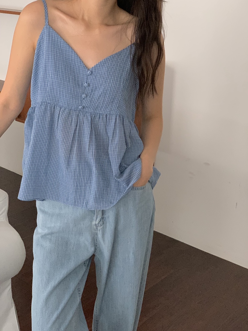 J.ELLIS韓國直郵女裝新品24春夏時尚人氣真品吊帶背心格紋J.ELLIS吊帶/背心