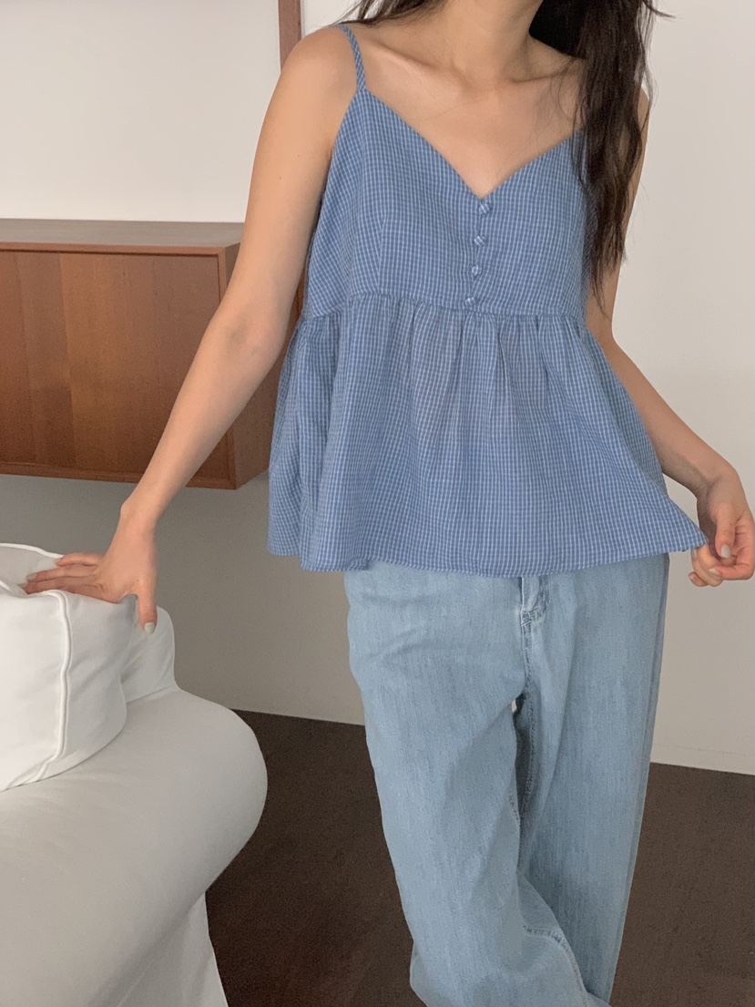 J.ELLIS韓國直郵女裝新品24春夏時尚人氣真品吊帶背心格紋J.ELLIS吊帶/背心