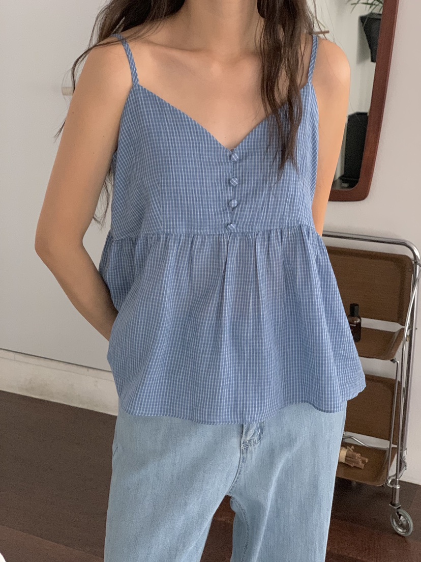 J.ELLIS韓國直郵女裝新品24春夏時尚人氣真品吊帶背心格紋J.ELLIS吊帶/背心圖色2
