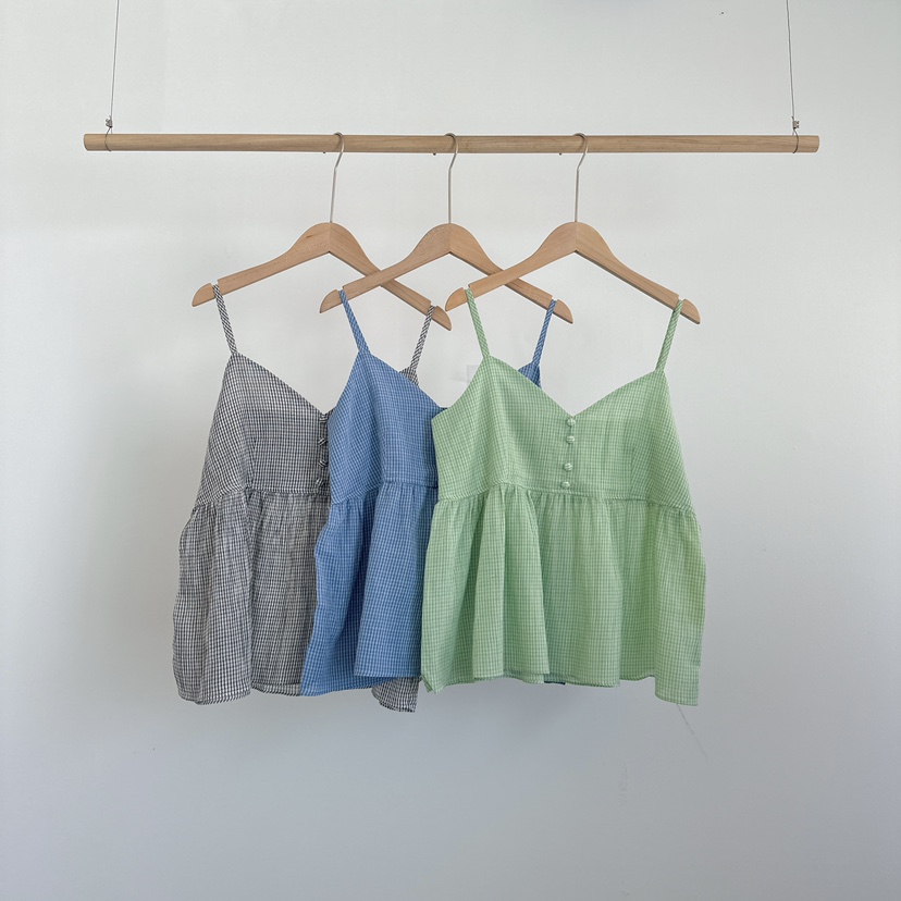 J.ELLIS韓國直郵女裝新品24春夏時尚人氣真品吊帶背心格紋J.ELLIS吊帶/背心圖色3左一色