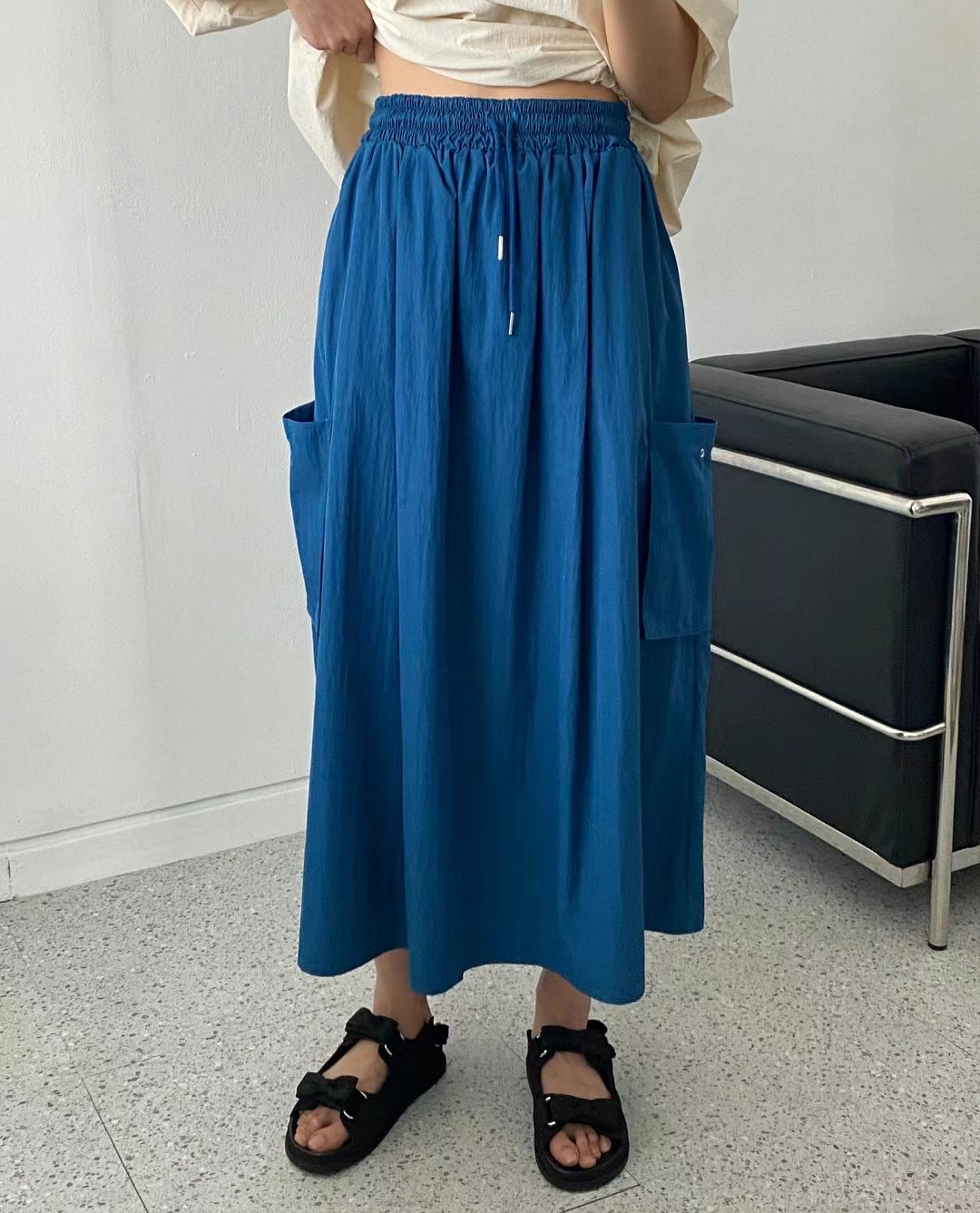 MODNEY韓國直郵東大門實拍女裝新款真品24春夏人氣職業長裙TWOWAY長裙圖色1