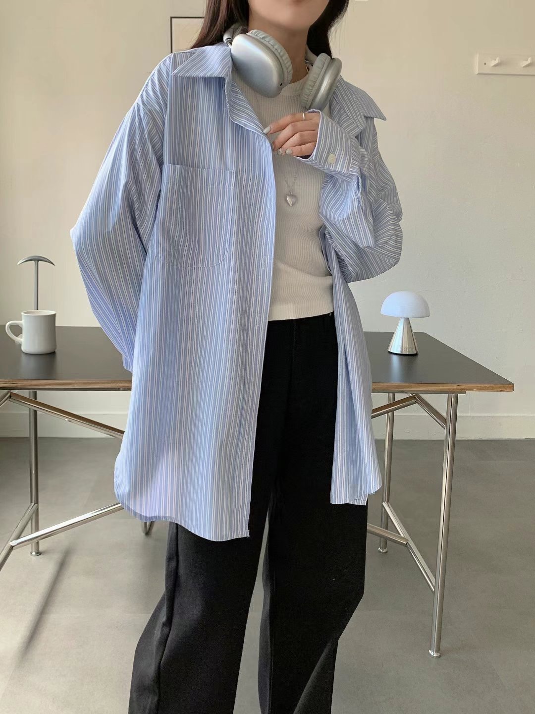 MODNEY韓國直郵女裝新品熱賣時尚真品24春夏人氣襯衫蕾絲衫TWOWAY襯衫/蕾絲衫