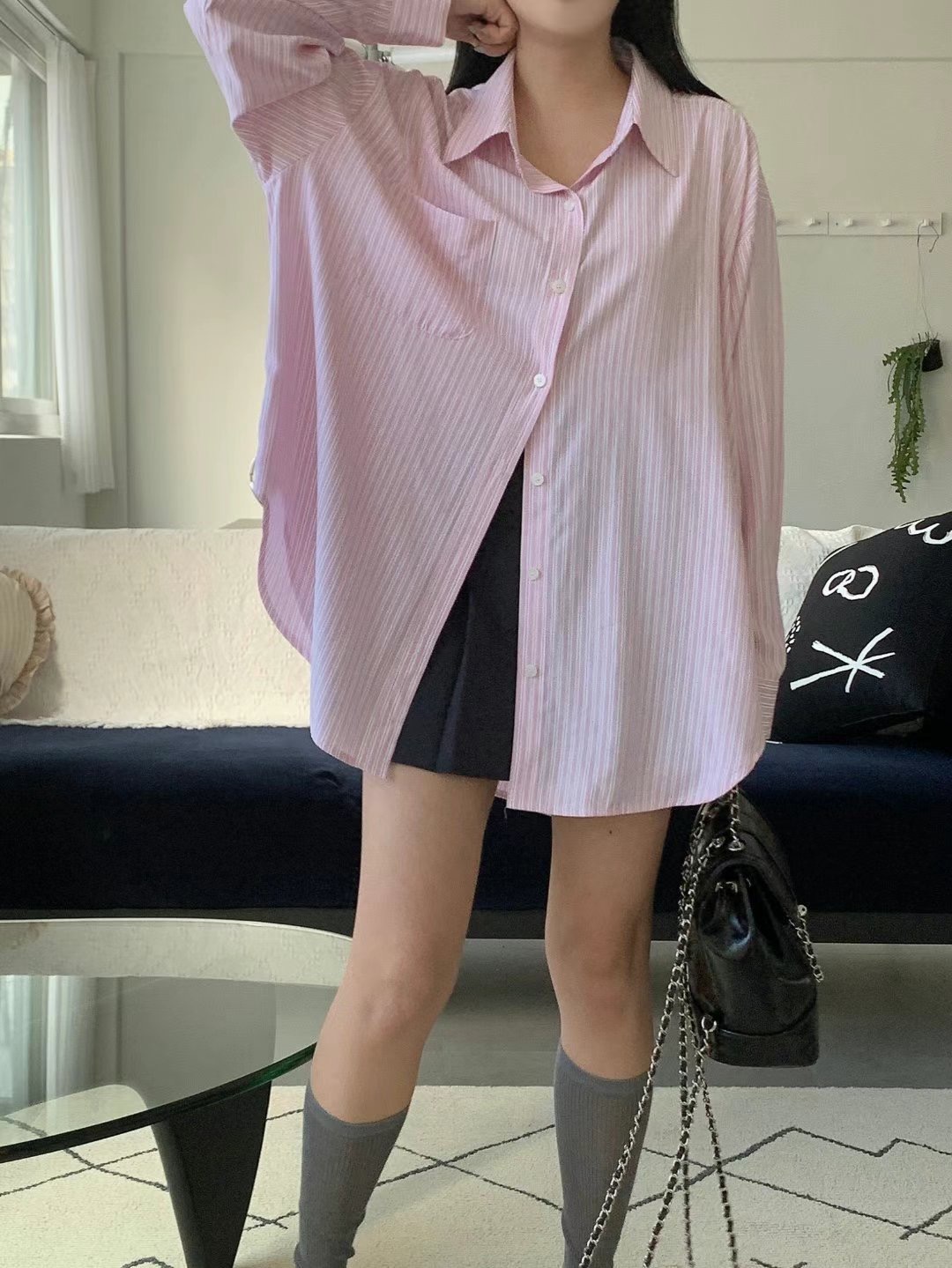 MODNEY韓國直郵女裝新品熱賣時尚真品24春夏人氣襯衫蕾絲衫TWOWAY襯衫/蕾絲衫圖色2