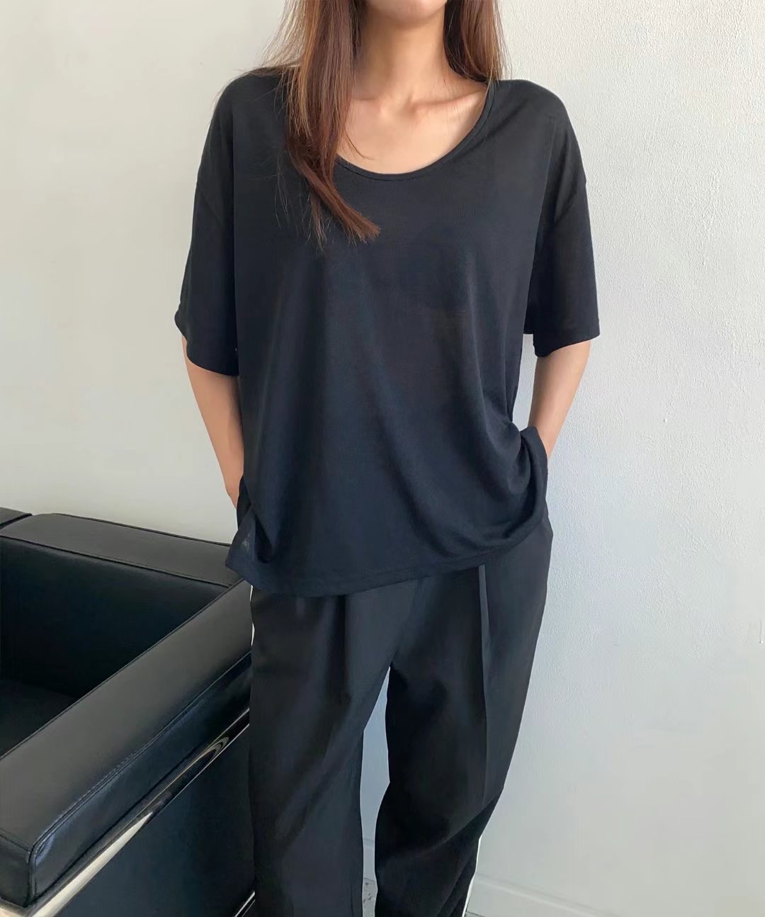 MODNEY韓國直郵女裝新品休閑推薦真品職業人氣熱賣時尚24春夏T恤TWOWAYT恤圖色4