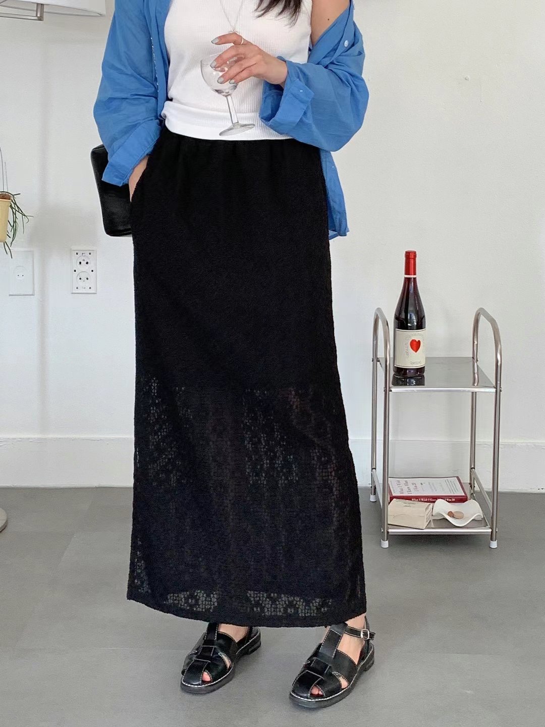 MODNEY韓國直郵東大門代購女裝新款休閑推薦職業真品時尚長裙TWOWAY長裙