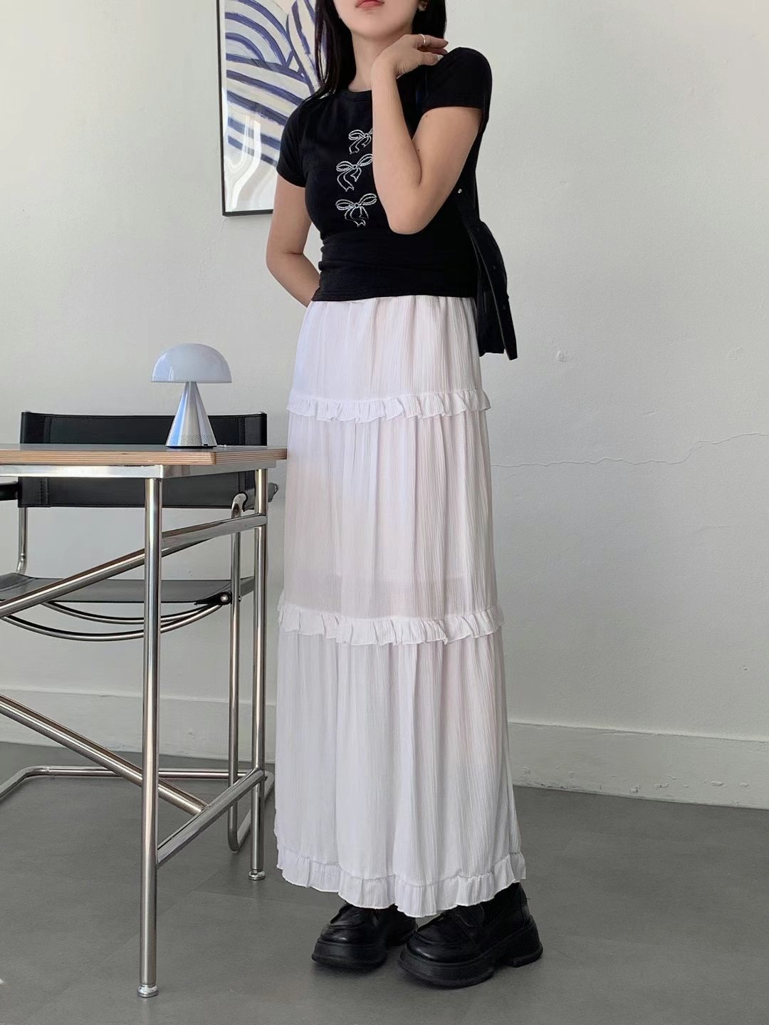 MODNEY直郵韓國代購女裝新品休閑24春夏真品人氣職業長裙TWOWAY長裙