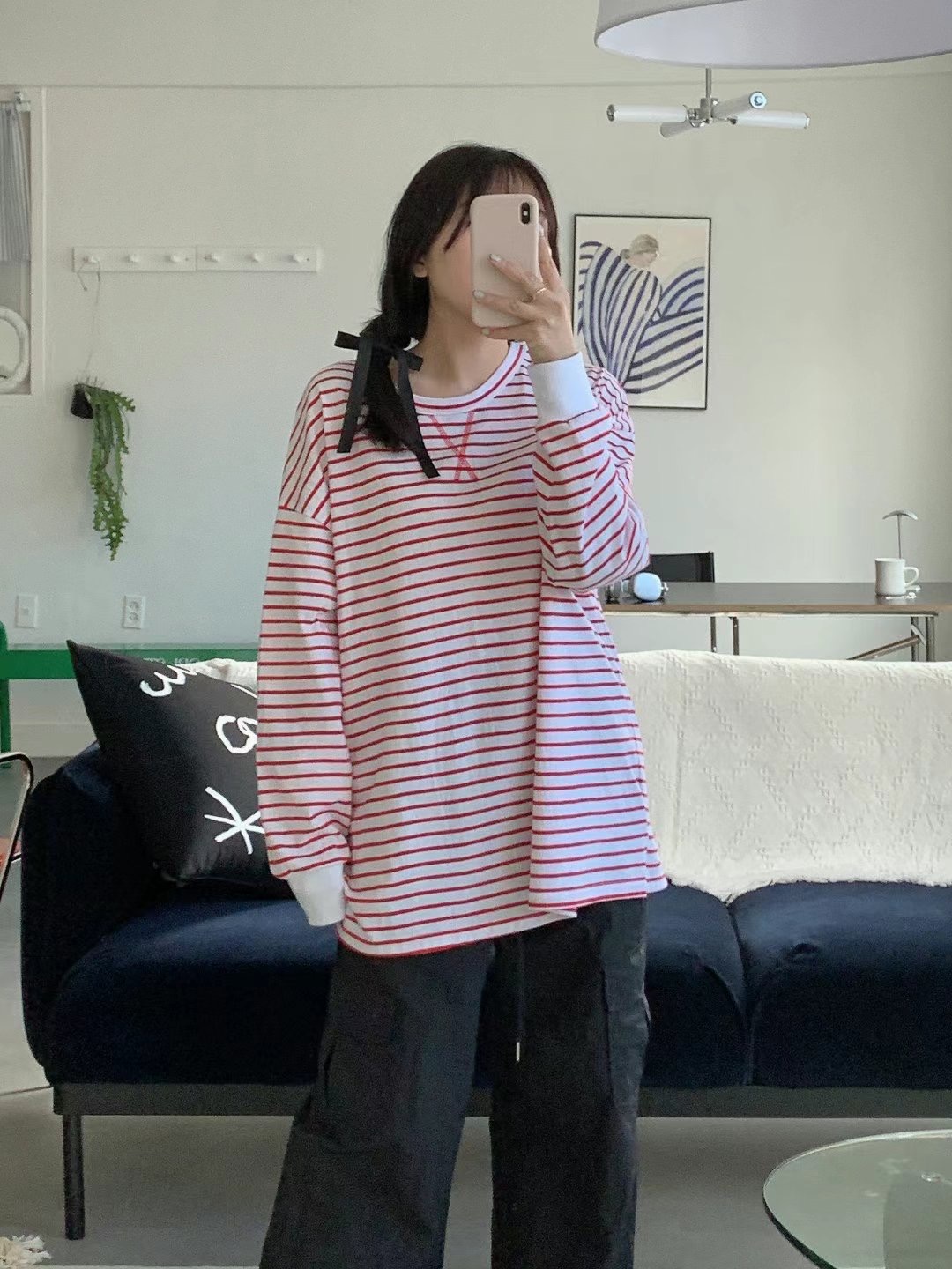MODNEY韓國直郵東大門代購女裝新款休閑24春夏熱賣長袖T恤TWOWAY長袖T恤