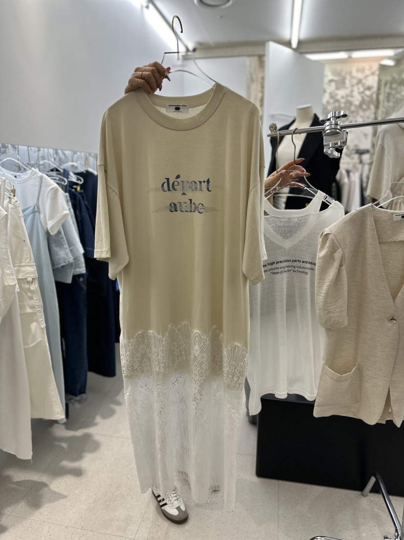 NYLON韓國直郵女裝新款休閑時尚熱賣真品人氣職業連衣裙蕾絲NYLON連衣裙