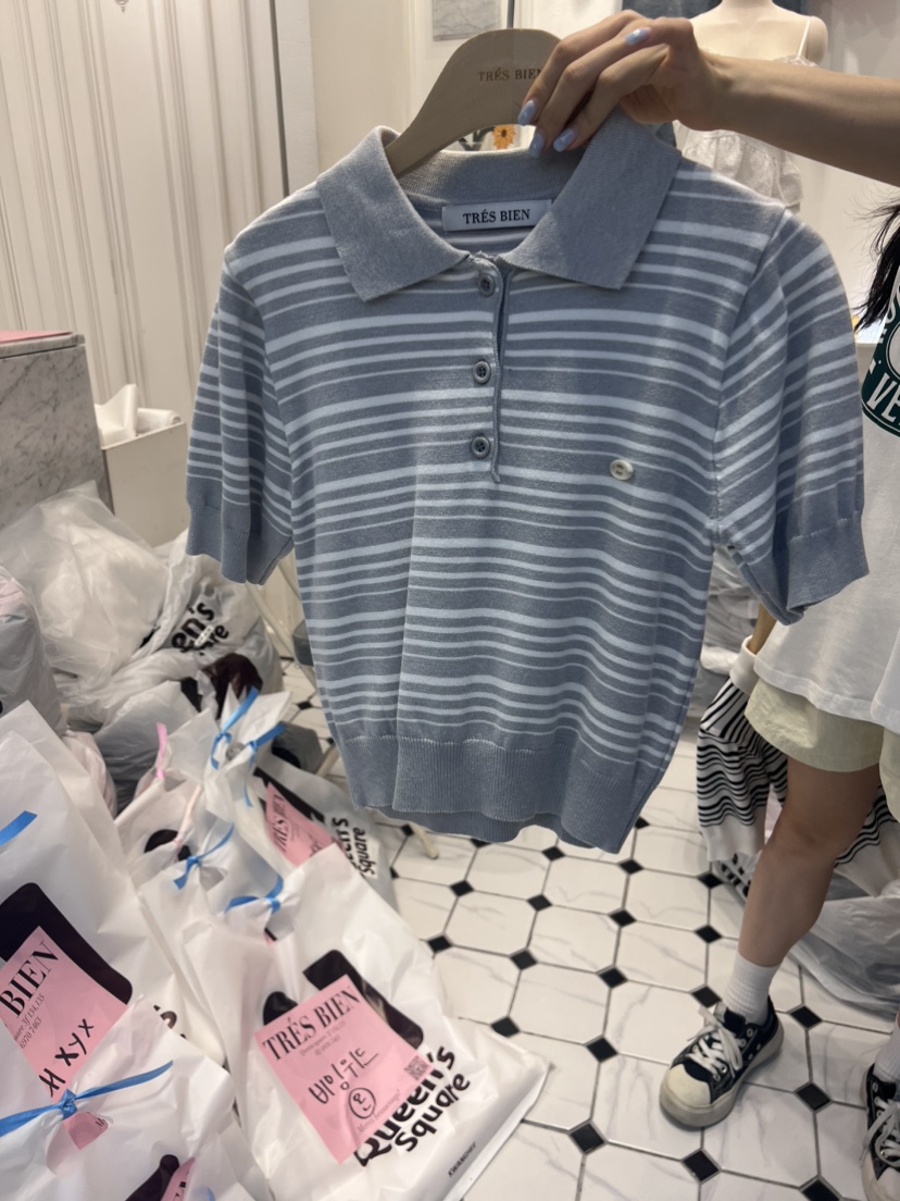 TRES BIEN直郵韓國代購女裝新品人氣休閑推薦真品時尚熱賣T恤TRES BIENT恤圖色3