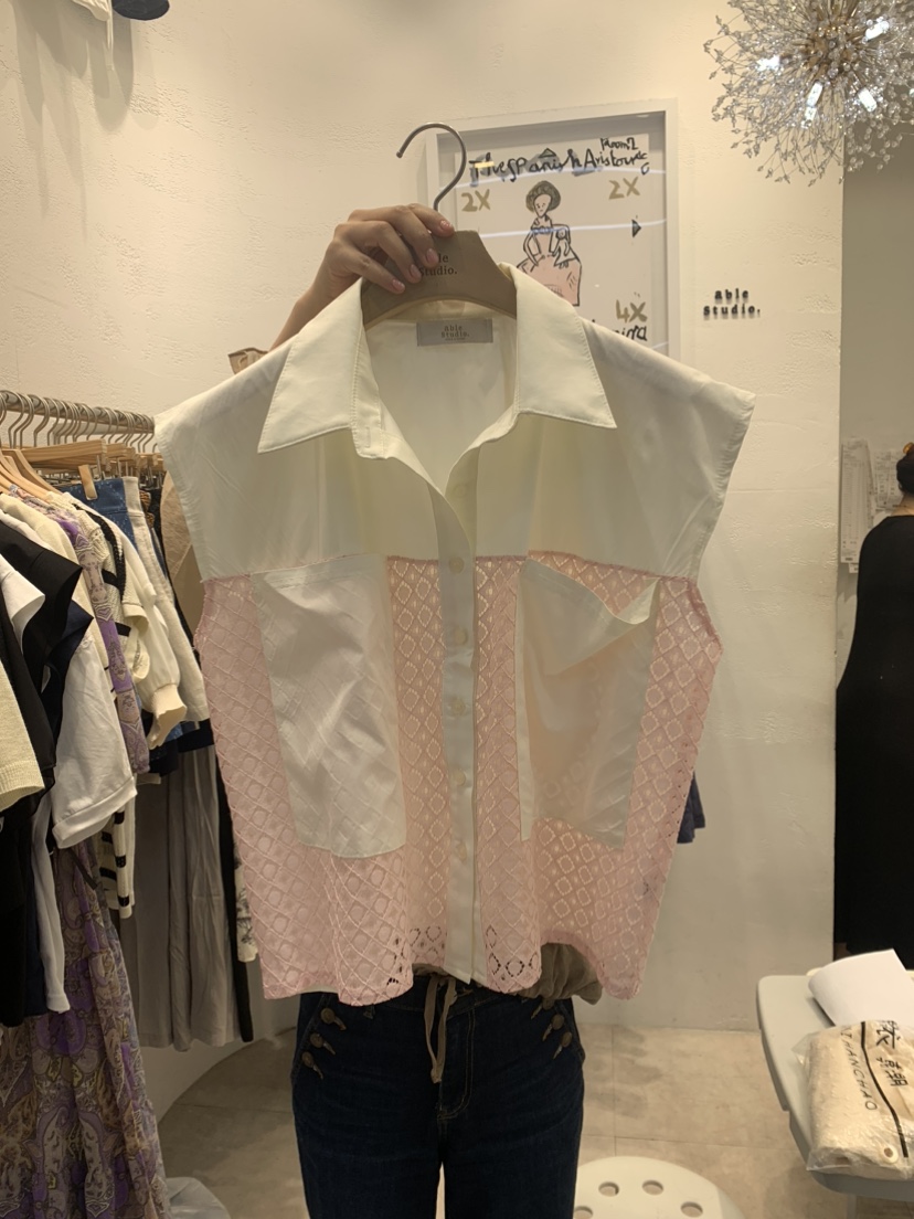 ABLE STUDIO韓國直郵東大門代購女裝新款24春夏襯衫蕾絲衫CONFETTI襯衫/蕾絲衫圖色1