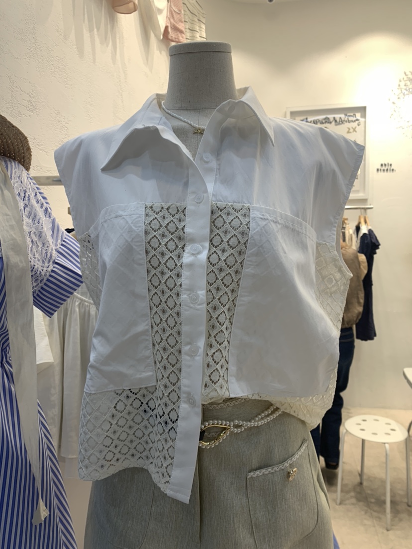 ABLE STUDIO韓國直郵東大門代購女裝新款24春夏襯衫蕾絲衫CONFETTI襯衫/蕾絲衫圖色2