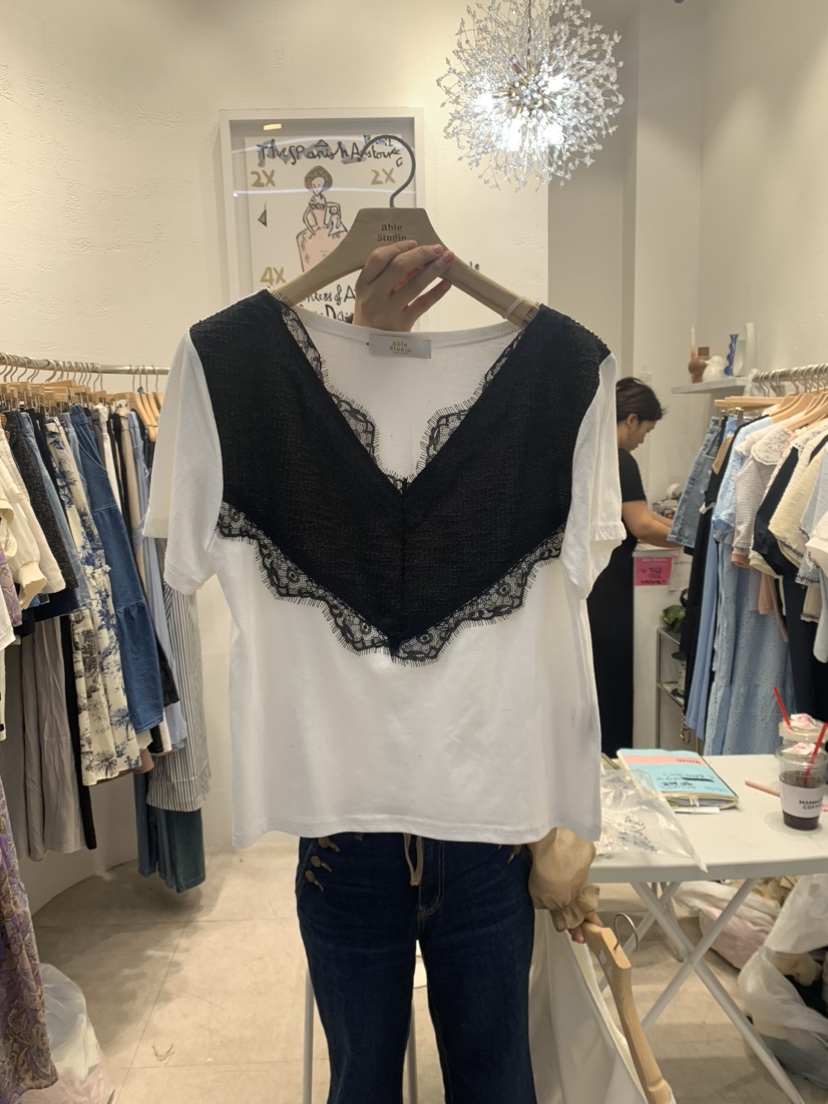 ABLE STUDIO韓國直郵東大門實拍女裝新品休閑真品推薦人氣T恤CONFETTIT恤圖色2