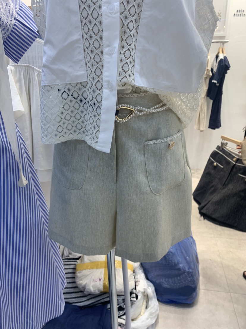 ABLE STUDIO韓國直郵東大門實拍女裝新品真品職業短褲花呢CONFETTI短褲圖色2