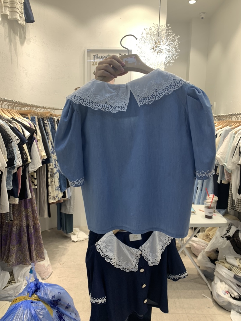 ABLE STUDIO直郵韓國代購女裝新款熱賣時尚休閑襯衫蕾絲衫CONFETTI襯衫/蕾絲衫